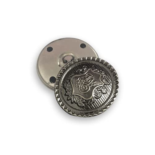 LOREC 50 Stück Trachtenknöpfe, Knöpfe Silber, Metall Knöpfe Blazer Knöpfe 5 Stile 15mm 18mm 23mm 25mm 30mm,Trachtenknöpfe Silber Metallknöpfe für Blazer Anzüge,Uniform und Jacke von LOREC