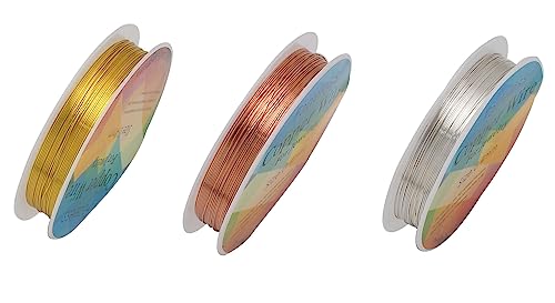 LORJE 3 Rollen Schmuckherstellungsdraht, anlaufgeschützt, Kupfer, Schmuckdraht, Schmuckdraht, für DIY-Schmuck, Bastelbedarf, Modellierung, Skulpturenherstellung (0,4 mm, 3) von LORJE
