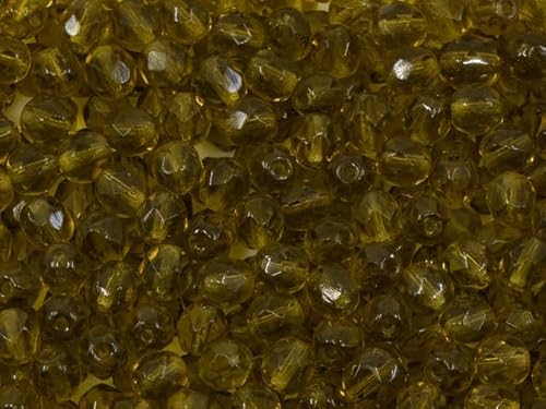 10 g facettierte runde feuerpolierte Perlen, 5 mm, transparent grün (50316), Glas, Tschechische Republik von LOSKOSSLTDD1