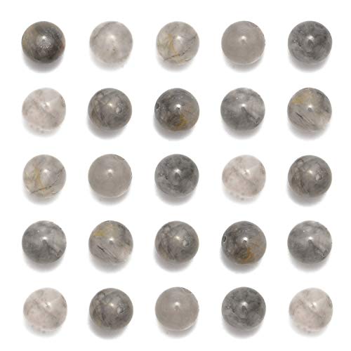 100 Stück 10 mm natürliche Edelsteine, lose Perlen, 8 mm, rund, DIY-Armband, Halskette für Schmuckherstellung (bewölkte Quarzkristalle, 10 mm, 100 Perlen) von LOSKOSSLTDD1