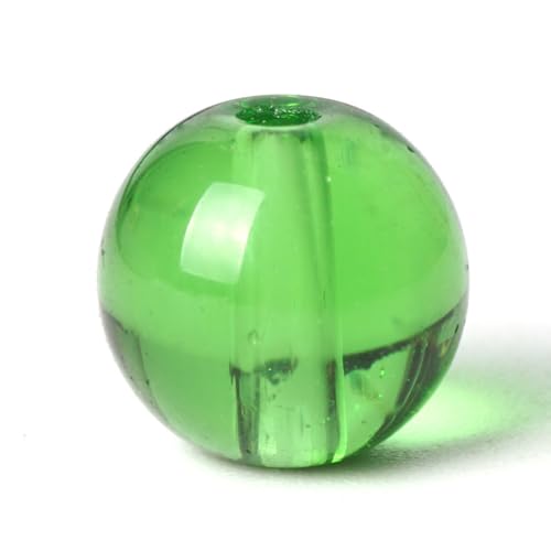 100 Stück 6 mm grüne Glasperlen rund lose Edelsteine Energieheilungsperlen Lochgröße 1 mm DIY glatte Perlen für Armbänder, Halsketten, Ohrringe, Schmuckherstellung von LOSKOSSLTDD1