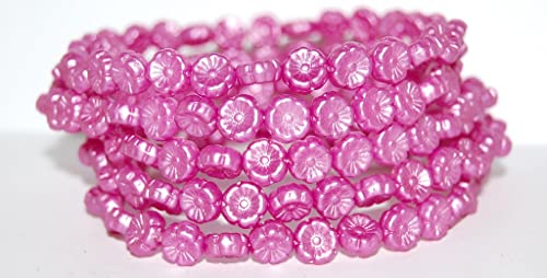 150 Stück Hawaii-Blumen-gepresste Glasperlen, 25012 (25012), Glas, Tschechische Republik, Größe 8 mm von LOSKOSSLTDD1