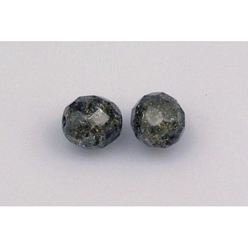 150 Stück feuerpolierte facettierte Perlen, rund, 10 mm, grau rissig (40010–85500), Bohemia Kristallglas, Tschechien 15119001 von LOSKOSSLTDD1