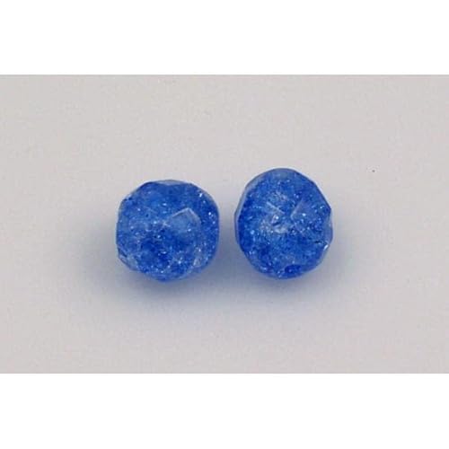 150 Stück feuerpolierte facettierte Perlen, rund, 10 mm, transparent blau rissig (30040-85500), Bohemia Kristallglas, Tschechien 15119001 von LOSKOSSLTDD1