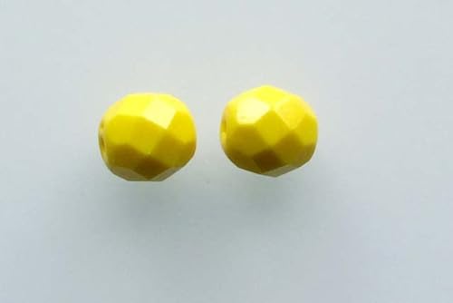 150 Stück feuerpolierte facettierte Perlen, rund, 8 mm, Gelb (83120), Bohemia Kristallglas, Tschechien 15119001 von LOSKOSSLTDD1