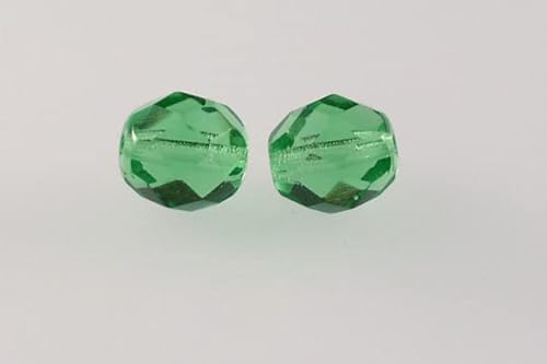 150 Stück feuerpolierte facettierte Perlen, rund, 8 mm, transparent grün (50110), Bohemia Kristallglas, Tschechien 15119001 von LOSKOSSLTDD1