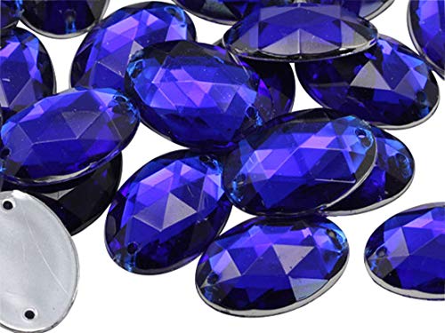 18 x 13 mm, blauer Saphir CH09, flache Rückseite, ovale Perlen, Acryl-Strasssteine, Nähen, Kunststoff-Edelsteine mit Löchern für Schmuck, Kleidung, Kleidungsverzierungen, Schuhe, Cosplays, Handwerk von LOSKOSSLTDD1