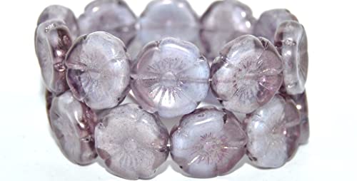 20 Stück Hawaii-Blumen-gepresste Glasperlen, 6208 Luster Lila (6208 14494), Glas, Tschechische Republik, Größe 20 mm von LOSKOSSLTDD1