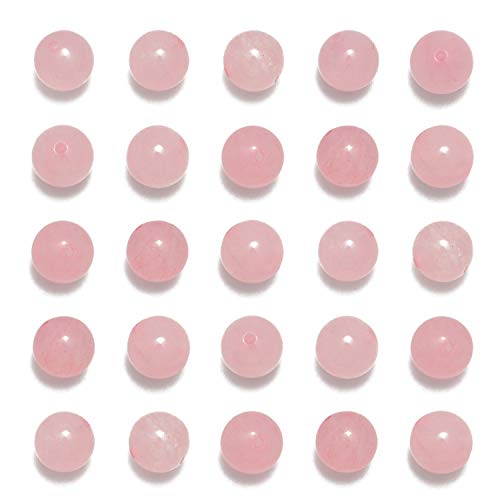 200 Stück 8 mm Natura-Rosenquarz-Edelstein, runde Abstandshalter, lose Perlen für Schmuckherstellung, mit Kristall-Stretchschnur (Rosenquarz, 8 mm, 200 Perlen) von LOSKOSSLTDD1