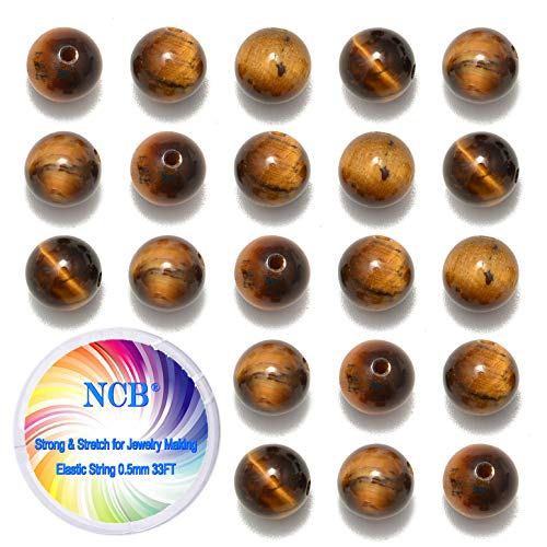 200 Stück 8 mm natürliche gelbe Tigerauge-Edelsteine, runde Abstandshalter, lose Perlen für Schmuckherstellung, mit Kristall-Stretchschnur (gelbes Tigerauge, 8 mm, 200 Perlen) von LOSKOSSLTDD1