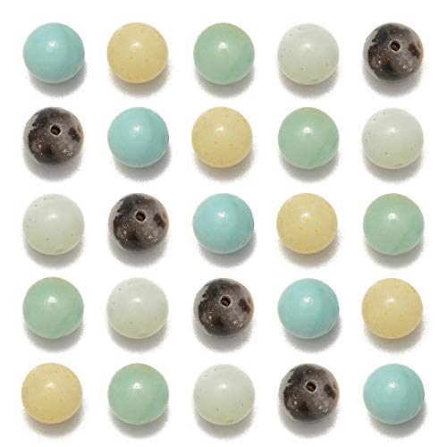 200 Stück 8 mm natürlicher Amazonit-Edelstein, runde Abstandshalter, lose Perlen für Schmuckherstellung, mit Kristall-Stretchschnur (Amazonit, 8 mm, 200 Perlen) von LOSKOSSLTDD1