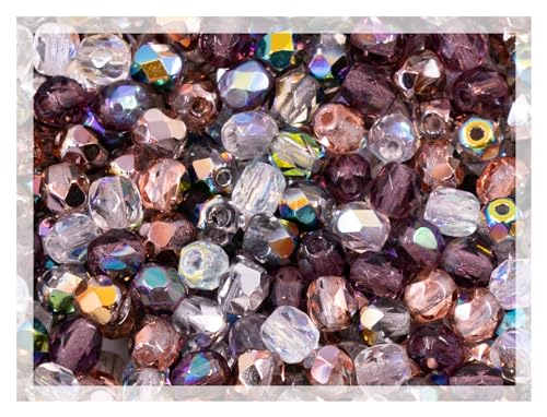 25 g, ca. 300 Stück, Mischung aus facettierten, feuerpolierten, gepressten tschechischen Glasperlen, 4 mm, warme Farbmischung, transparent 25 g, ca. 300 Stück, Mischung aus facettierten, feuerpolierten, gepressten tschechischen Glasperlen, 4 mm, warme Farbmischung, transparent von LOSKOSSLTDD1