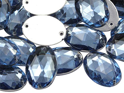 25 x 18 mm blauer Saphir – Lt. CH02 ovale Perlen mit flacher Rückseite, Acryl-Strasssteine, Nähen, Kunststoff-Edelsteine mit Löchern für Schmuck, Kleidung, Kleidungsverzierungen, Schuhe, Cosplays von LOSKOSSLTDD1