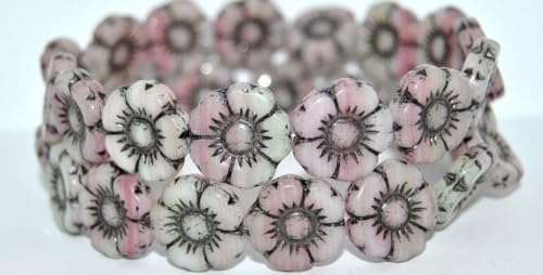 30 Stück runde flache Blumen gepresste Glasperlen, Apfel gemischte Farben 43815 (APPLE-MIX-43815), 18 mm, Glas, Tschechische Republik von LOSKOSSLTDD1