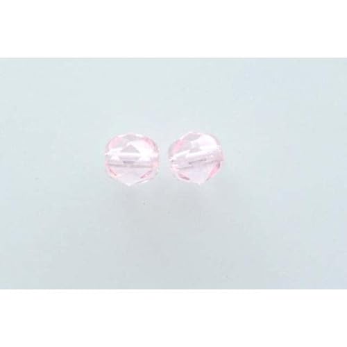 300 Stück feuerpolierte facettierte Perlen, rund, 6 mm, transparent rosa (70200), Bohemia Kristallglas, Tschechien 15119001 von LOSKOSSLTDD1