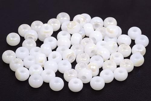 300p Rocailles Rocailles gepresste Rocailles, 2/0 x 2/0 mm, Weiß AB (03000-28301), Glas, Tschechische Republik von LOSKOSSLTDD1