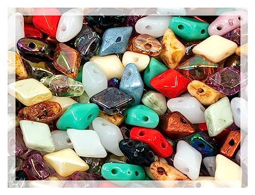 310+ pcs DiamonDuo 2-Loch Rhombus Glasperlen (wie GemDuo) 5x8mm, Tschechische Republik, Mix von LOSKOSSLTDD1