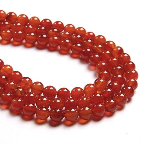 38 Stück 10 mm natürlicher roter Achat, rund, glatt, lose Abstandshalter, Lochgröße 1 mm, Edelstein, Energieheilung, DIY-Perlen für Armbänder, Halsketten, Schmuckherstellung von LOSKOSSLTDD1