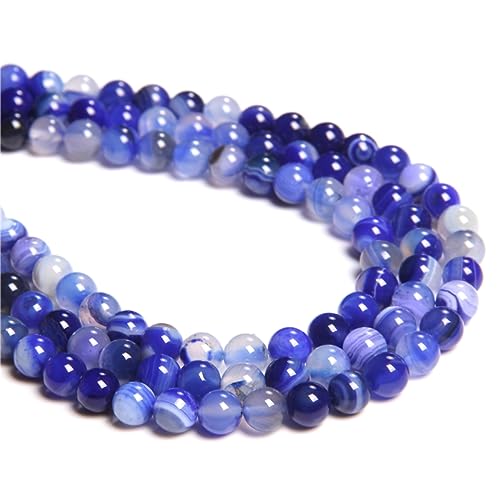 45 Stück 8 mm natürlicher, blauer, gestreifter Achat, rund, glatt, lose Abstandshalter, Lochgröße 1 mm, Edelstein, Energieheilung, DIY-Perlen für Armbänder, Halsketten, Schmuckherstellung 45 Stück 8 mm natürlicher, blauer, gestreifter Achat, rund, glatt, lose Abstandshalter, Lochgröße 1 mm, Edelstein, Energieheilung, DIY-Perlen für Armbänder, Halsketten, Schmuckherstellung von LOSKOSSLTDD1