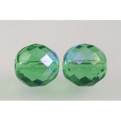 50 Stück feuerpolierte facettierte Perlen, rund, 12 mm, 50530 AB (50530-28701), Bohemia Kristallglas, Tschechien 15119001 von LOSKOSSLTDD1