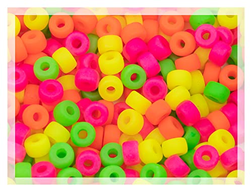 50 g (ab 240 Stück) Mix aus großen Pony Bagel tschechischen Glasperlen, 6 mm (0,6 cm, Loch 0,2 cm), halbmatte Neonmischung von LOSKOSSLTDD1