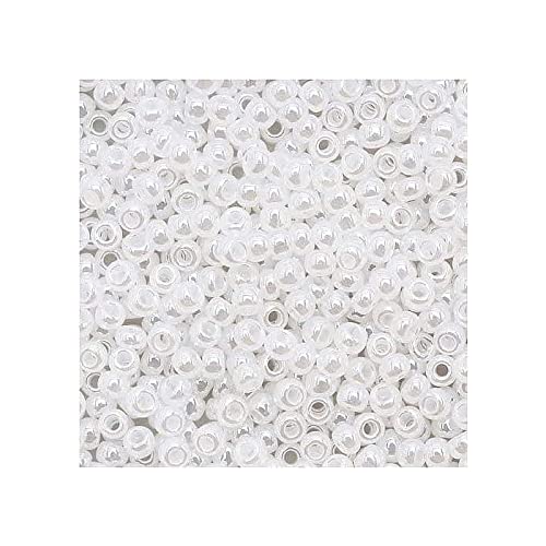 50 g TOHO Rocailles, rund, Größe 15/0, Ceylon Schneeflocke (# 141), Japan, Glas von LOSKOSSLTDD1