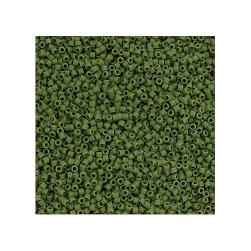 50g Miyuki DELICA Rocailles Rocailles, Größe 11/0, matt deckend, olivgrün (# DB1585), Japan, Glas von LOSKOSSLTDD1