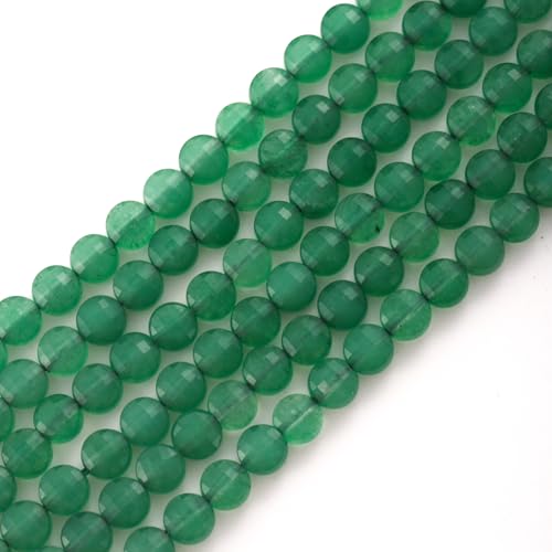 6 mm facettierte, natürliche grüne Aventurin-Steinperlen, Münzscheibe, Edelstein-Abstandshalter für Schmuckherstellung, DIY, Armband, Halskette von LOSKOSSLTDD1