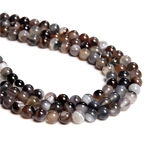 60 Stück 6 mm natürlicher brauner gestreifter Achat, rund, glatt, lose Abstandshalter, Lochgröße 1 mm, Edelstein, Energieheilung, DIY-Perlen für Armbänder, Halsketten, Schmuckherstellung von LOSKOSSLTDD1