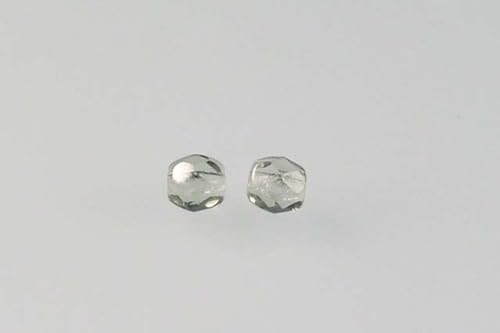 60 Stück feuerpolierte facettierte Perlen, rund, 4 mm, Grau (40010), Bohemia Kristallglas, Tschechien 15119001 von LOSKOSSLTDD1