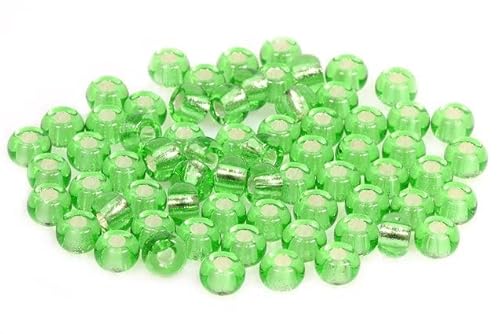 60 Stück gepresste Rocailles-Glasperlen, Preciosa Ornela 2/0, transparent grün 81800 (50100-81800), Bohemia Kristallglas, Tschechien 311 19 001 von LOSKOSSLTDD1