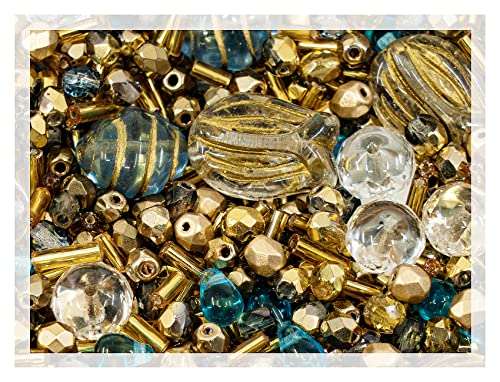 60 g Mischung aus einzigartigen tschechischen böhmischen Glasperlen, Rocailles, Azteken-Blassgold-Kristall, matt und glänzend, handgefertigt, BCV von LOSKOSSLTDD1
