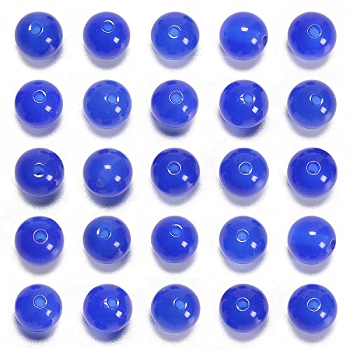 8 mm große originale blaue Achat-Perlen, lose Halbedelsteine, rund, glatt, Abstandshalter für Schmuckherstellung, 200 Stück (8 mm, 200 Perlen, blauer Achat) von LOSKOSSLTDD1