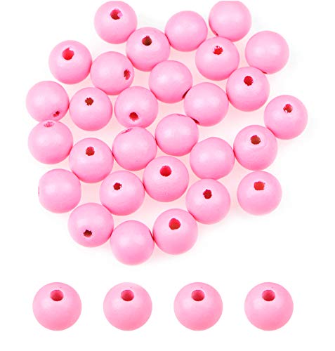 Abstandshalter aus Holz mit großem Loch, zur Schmuckherstellung, Armband, Halskette, Kronleuchter, große Holz-Rosenkranzperlen, Bastelperlen (16 mm, 100 Stück, Rosa) von LOSKOSSLTDD1