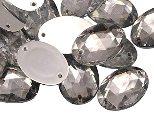 CH38 Kristallklare Perlen mit flacher Rückseite, ovale Perlen, Acryl-Strasssteine, Nähen, Kunststoff-Edelsteine mit Löchern für Schmuck, Kleidung, Kleidungsverzierungen, Schuhe, Cosplays, Handwerk, 20 von LOSKOSSLTDD1