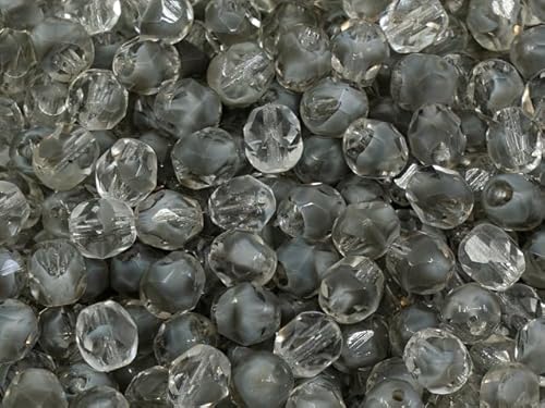 Facettierte runde feuerpolierte Perlen, 6 mm, Grau (46028), Glas, Tschechische Republik, 10 g von LOSKOSSLTDD1