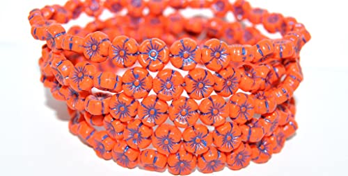 Gepresste Glasperlen Hawaii-Blume, Dunkelorange 43812 (93140 43812), Glas, Tschechische Republik, Größe 8 mm, 150 Stück von LOSKOSSLTDD1