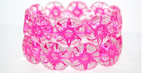 Glasperlen mit 6 Blütenblättern, gepresst, Kristall 46470 (30 46470), Glas, Tschechische Republik, Größe 22 mm, 20 Stück von LOSKOSSLTDD1