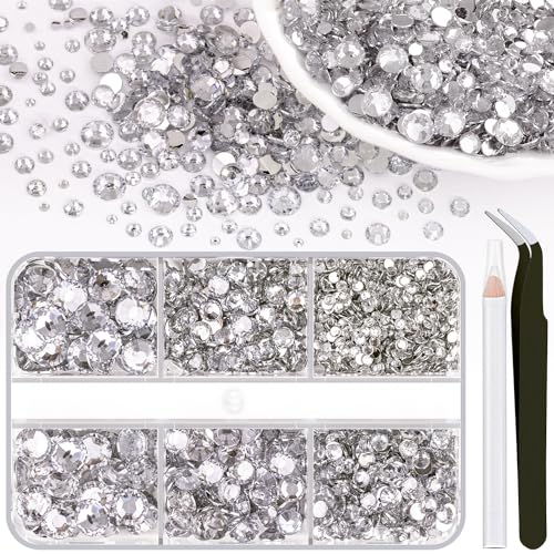 Harz-Strasssteine zum Basteln, 1 Box, transparent, verschiedene Größen, flache Rückseite, Bedazzling-Kristalle für Bastelarbeiten, Nagelkunst, Dekoration, nicht Hotfix-Edelsteine, Charms für Becher, von LOSKOSSLTDD1