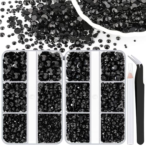 Harz-Strasssteine zum Basteln, 2 Schachteln, Schwarz, verschiedene Größen, flache Rückseite, Bedazzling Kristalle für Bastelarbeiten, Nagelkunst, Dekoration, nicht Hotfix-Edelsteine, Charms für Harz-Strasssteine zum Basteln, 2 Schachteln, Schwarz, verschiedene Größen, flache Rückseite, Bedazzling Kristalle für Bastelarbeiten, Nagelkunst, Dekoration, nicht Hotfix-Edelsteine, Charms für von LOSKOSSLTDD1