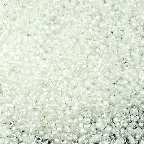 Miyuki Delica Rocailles, Rocailles, Größe 11/0, mit Perlen gefüttert, transparent, blassbeige AB (# DB1701), Japan, Glas, 5 g von LOSKOSSLTDD1