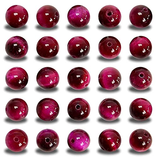 Natürliche Rosen-Tigerauge-Edelsteine, runde Abstandshalter, lose Perlen für Schmuckherstellung, mit Kristall-Stretchschnur (Rosen-Tigerauge, 8 mm, 200 Perlen), 200 Stück von LOSKOSSLTDD1