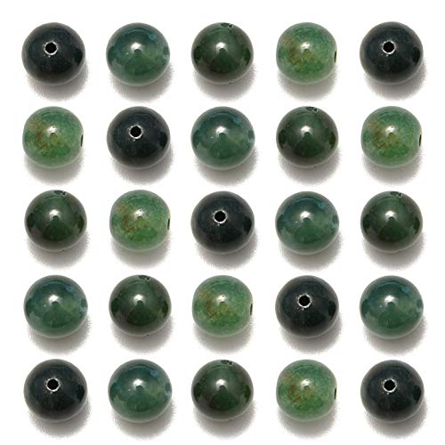 Natürliche grüne Moosachat-Edelsteine, runde Abstandshalter für Schmuckherstellung, mit Kristall-Stretchschnur (grüner Moosachat, 8 mm, 200 Perlen), 200 Stück von LOSKOSSLTDD1