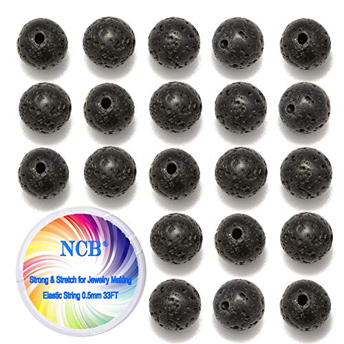 Natursteinperlen, Edelstein, 100 Stück, 10 mm, runde lose Perlen mit elastischer Schnur zur Schmuckherstellung, inklusive elastischer Schnur und Perlennadel (grau-schwarze Vulkan-Lava, 10 mm, 100 Natursteinperlen, Edelstein, 100 Stück, 10 mm, runde lose Perlen mit elastischer Schnur zur Schmuckherstellung, inklusive elastischer Schnur und Perlennadel (grau-schwarze Vulkan-Lava, 10 mm, 100 von LOSKOSSLTDD1