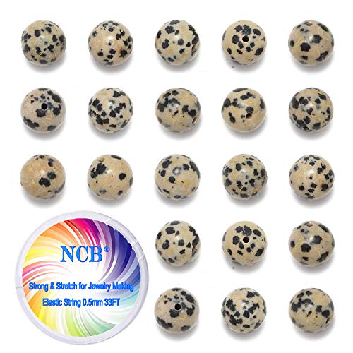 Original Natursteinperlen, rund, lose Perlen, 6 mm, 8 mm, 10 mm (Dalmatationspunkt-Jaspis, 10 mm, 100 Perlen), 100 Stück von LOSKOSSLTDD1