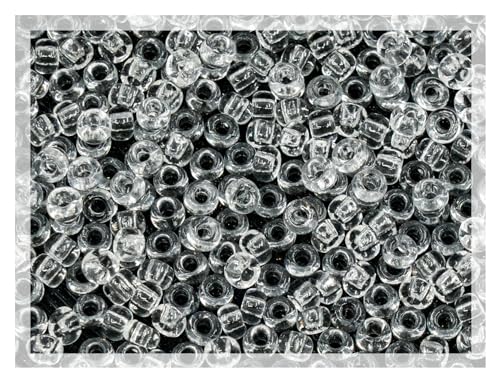 Preciosa Ornela Rocailles 8/0 (3 mm), Rocailles für Armbänder, DIY und andere Bastelarbeiten (Schmuckherstellung und Stoff), transparent, farblos, 830 Stück (20 g) von LOSKOSSLTDD1