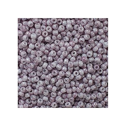 TOHO Rocailles, rund, 10 g, Größe 11/0, marmoriert, opak, Weiß, Rosa (# 1200), Japan, Glas von LOSKOSSLTDD1