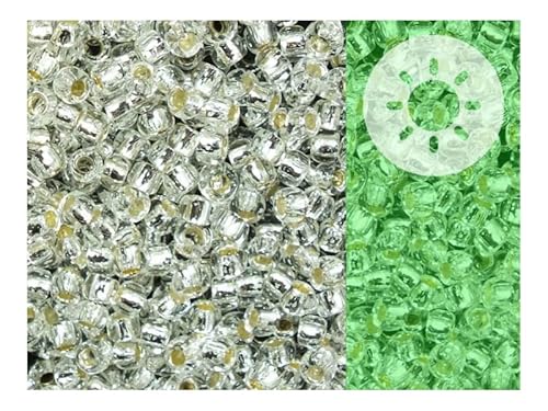 TOHO runde Rocailles-Perlen, Größe 11/0, leuchten im Dunkeln, Dauerwellen-Finish, silberfarbener Rand, Kristallgrün (# 2700), Japan, Glas, 10 g von LOSKOSSLTDD1
