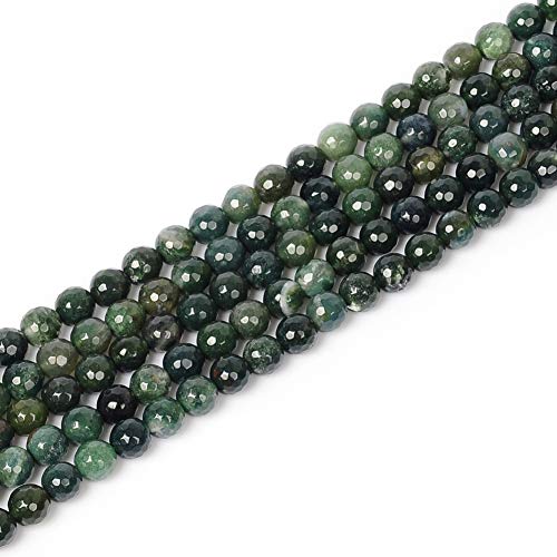 Wunderschöne facettierte Natursteinperlen für Schmuckherstellung, Abstandshalter, lose Perlen, DIY-Halsketten, Armbänder (Moosachat, 6 mm) von LOSKOSSLTDD1