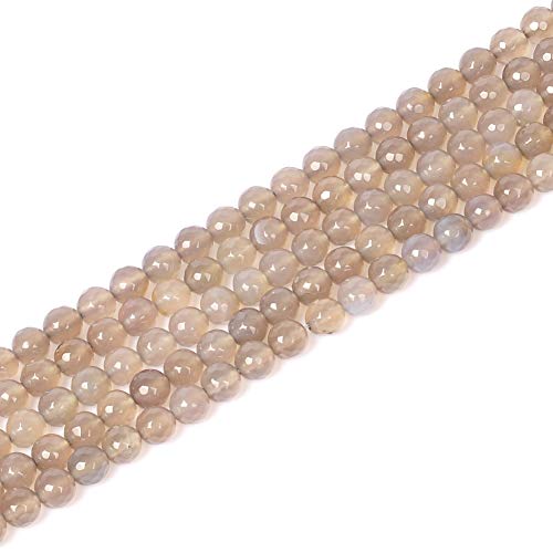 Wunderschöne facettierte Natursteinperlen für Schmuckherstellung, Abstandshalter, lose Perlen, DIY-Halsketten, Armbänder (grauer Achat, 12 mm) von LOSKOSSLTDD1